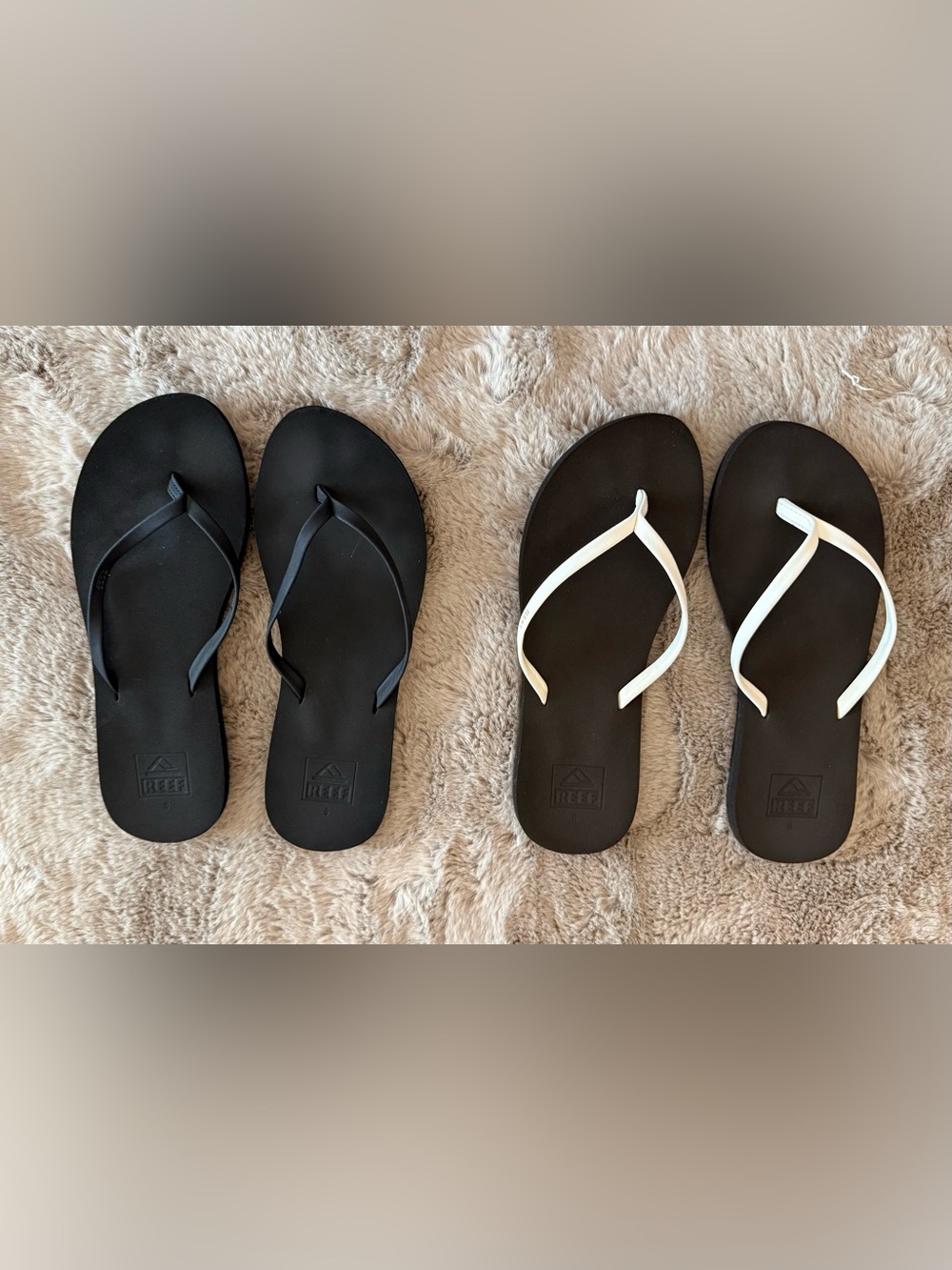 Reef Women’s Black & White Bliss Nights Flip Flop Sandals Set - Size 6